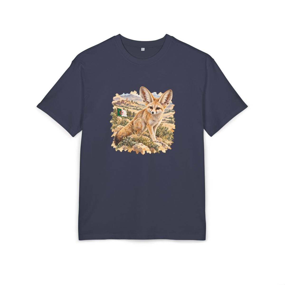 Algeria Heritage Oversized T-Shirt front in Navy; original Printify mockup
