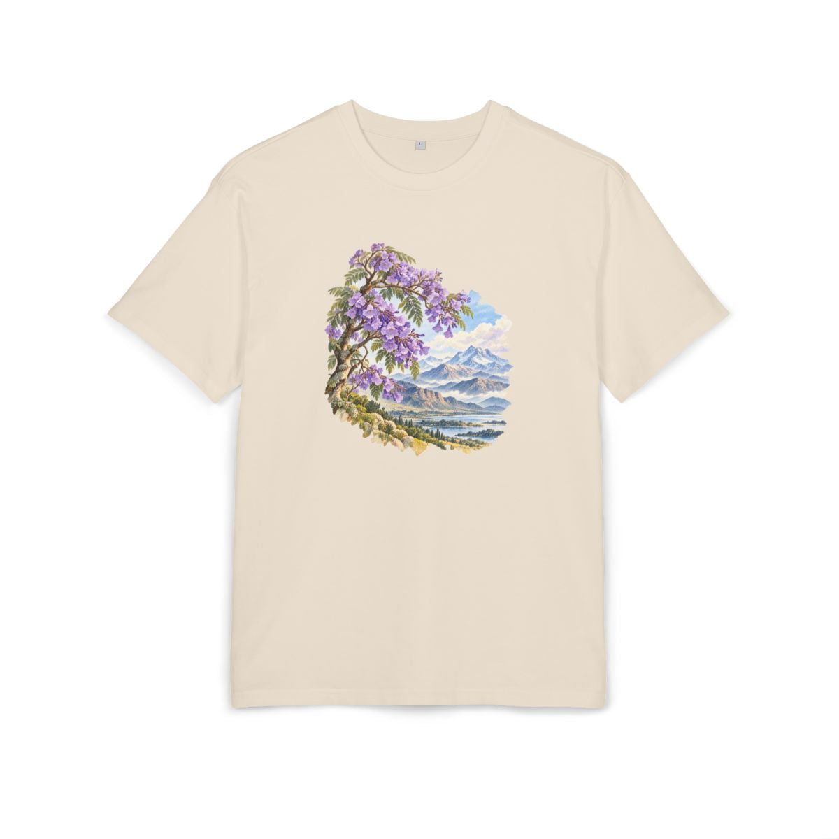 Argentina Heritage Oversized T-Shirt front in Sand; original Printify mockup