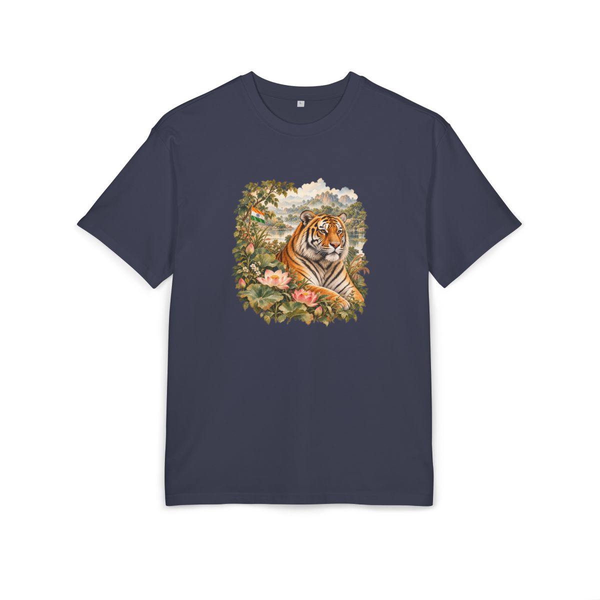 India Heritage Oversized T-Shirt front in Navy; original Printify mockup