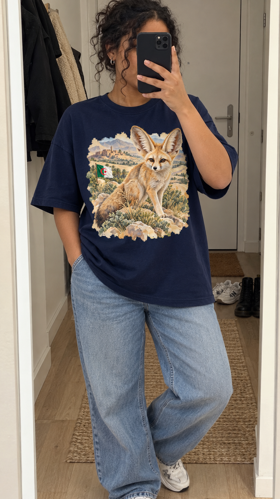 AI generated algeria Heritage T-Shirt casual mirror selfie mockup