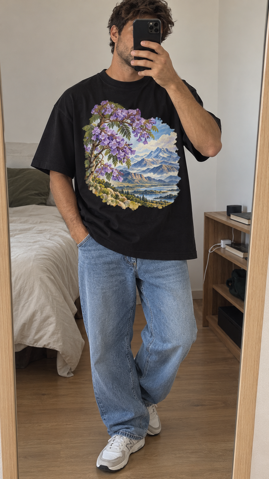 AI generated argentina Heritage T-Shirt casual mirror selfie mockup