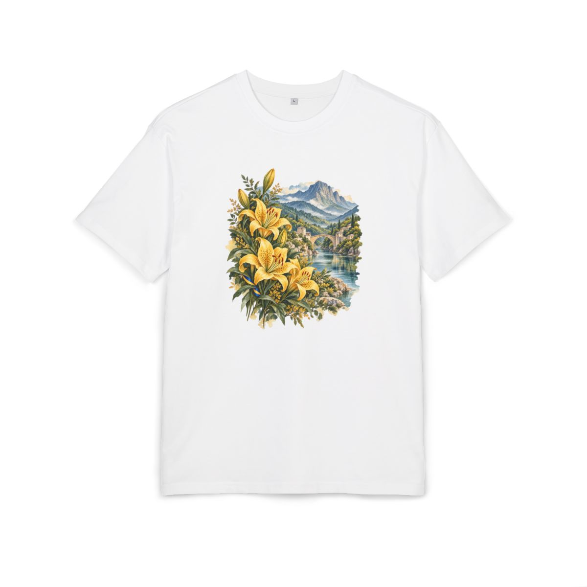 Bosnia and Herzegovina Heritage Oversized T-Shirt front in White; original Printify mockup