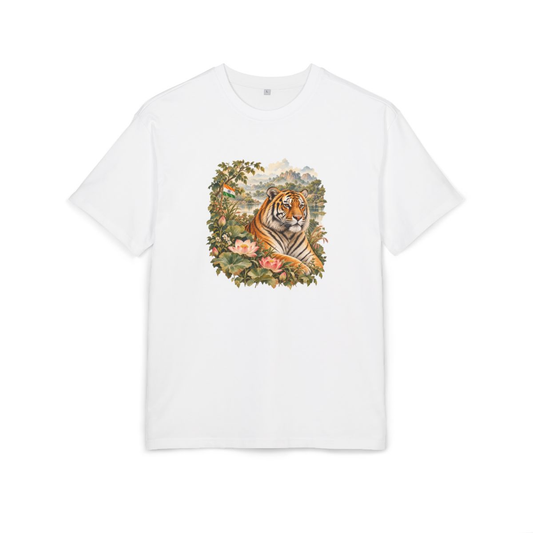 India Heritage Oversized T-Shirt front in White; original Printify mockup