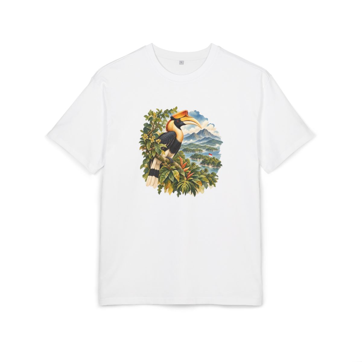Indonesia Heritage Oversized T-Shirt front in White; original Printify mockup