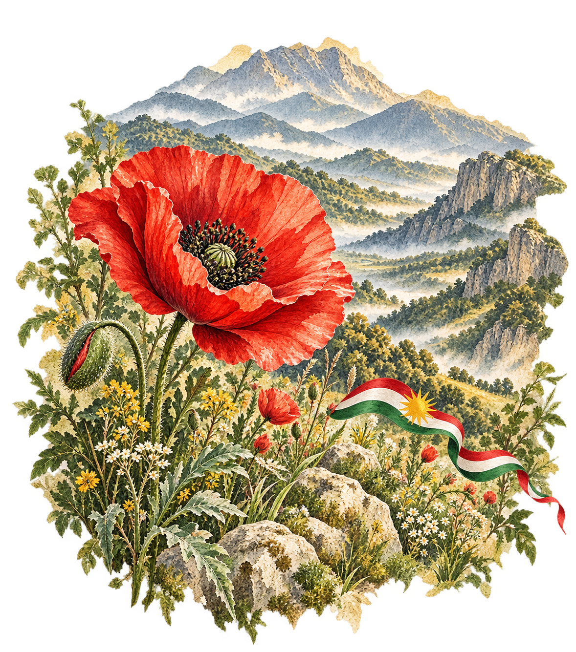 AI generated kurdistan Heritage T-Shirt detail mockup