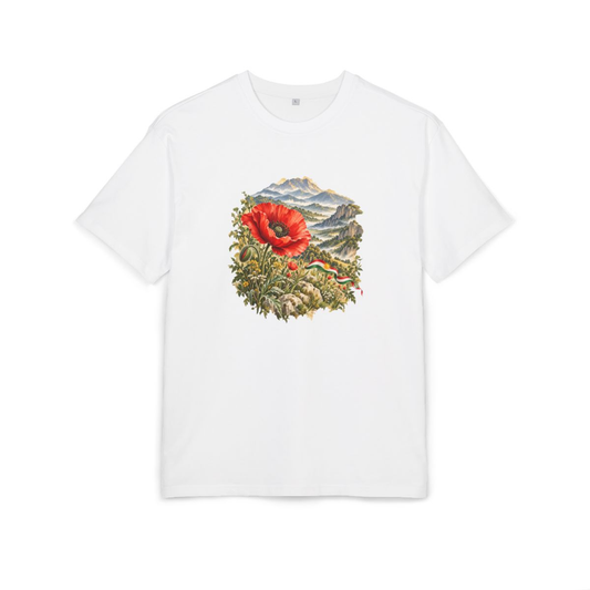 Kurdistan Heritage Oversized T-Shirt front in White; original Printify mockup