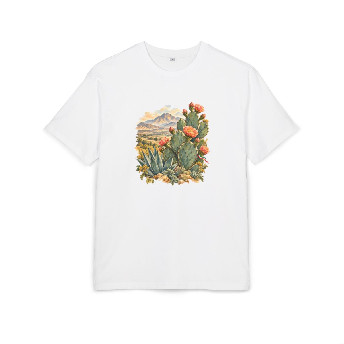 Mexico Heritage Oversized T-Shirt front in White; original Printify mockup