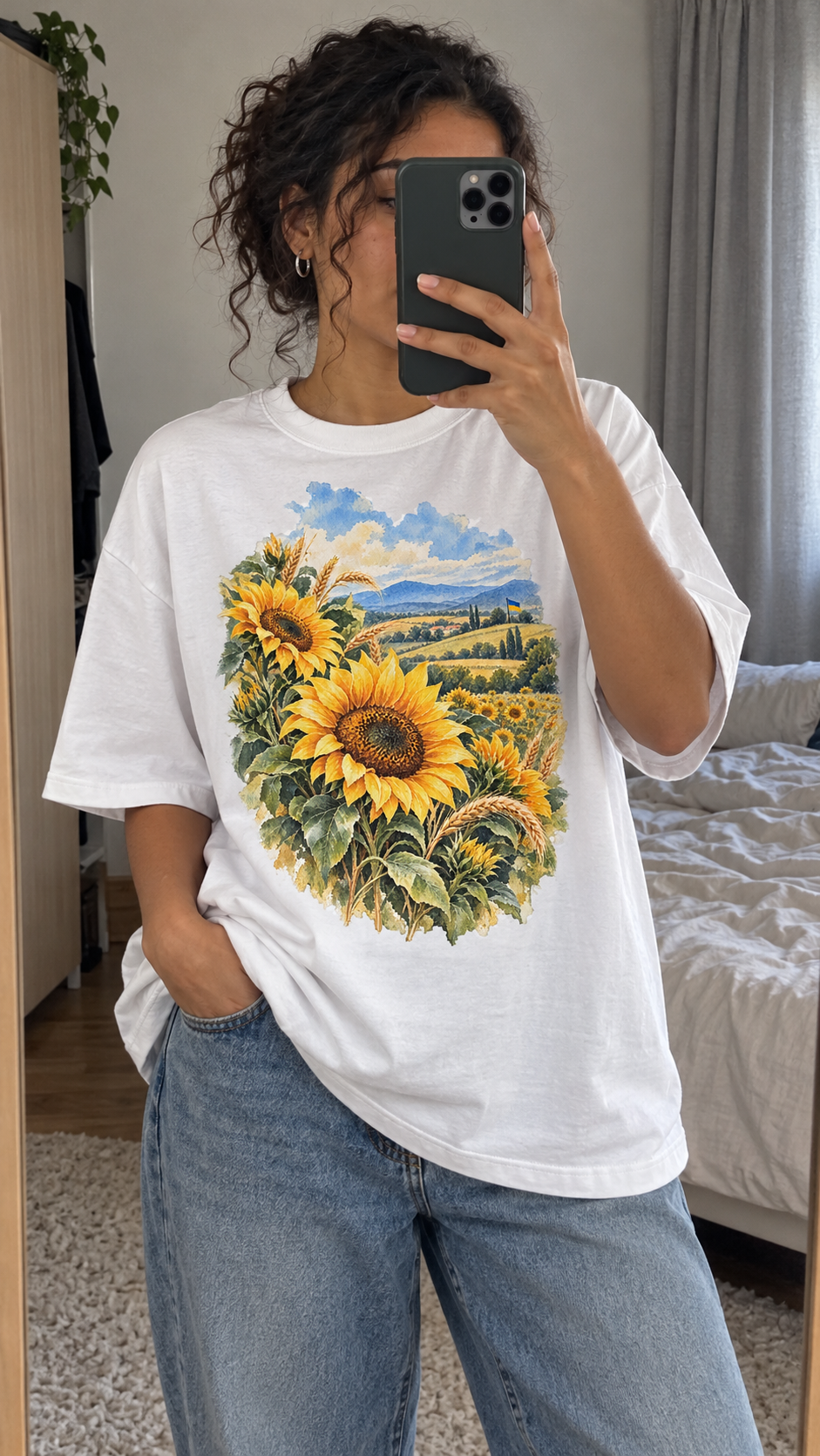 AI generated ukraine Heritage T-Shirt casual mirror selfie mockup