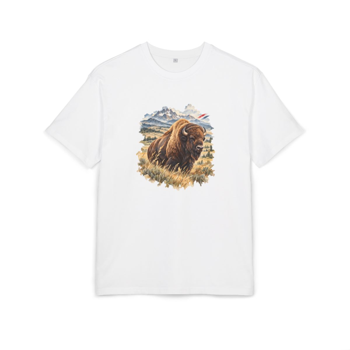 United States Heritage Oversized T-Shirt front in White; original Printify mockup