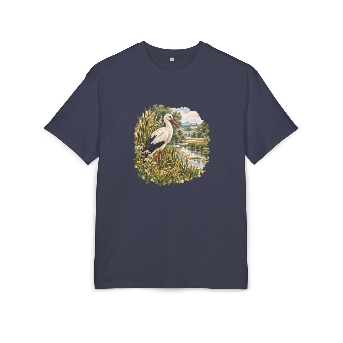 Poland Heritage Oversized T-Shirt front in Navy; original Printify mockup
