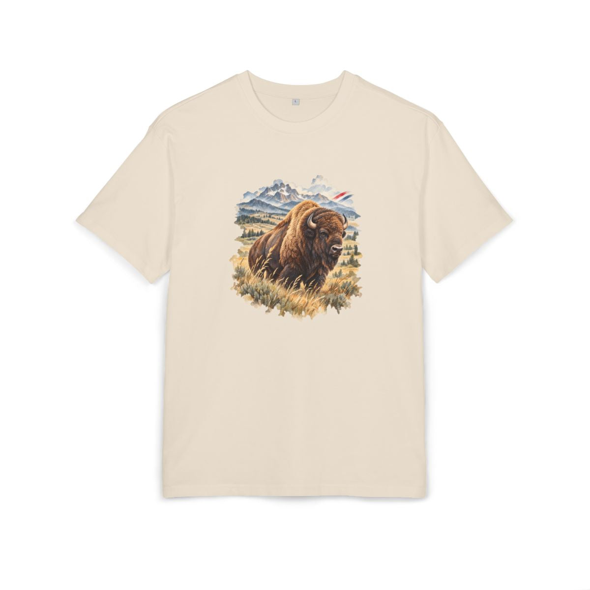 United States Heritage Oversized T-Shirt front in Sand; original Printify mockup